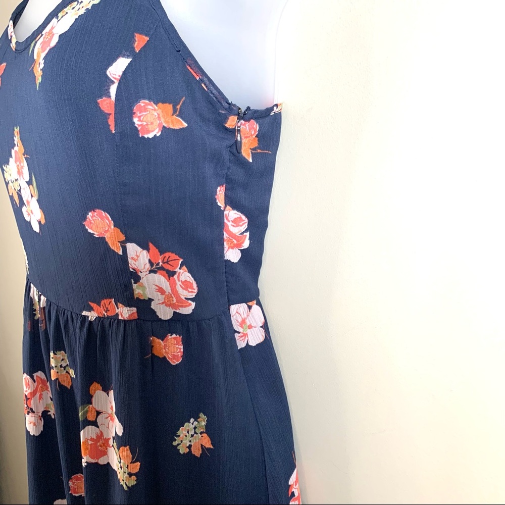 Abercrombie & Fitch Navy Floral Mini Dress XS Spaghetti Strap Coquette Romantic - Picture 6 of 14